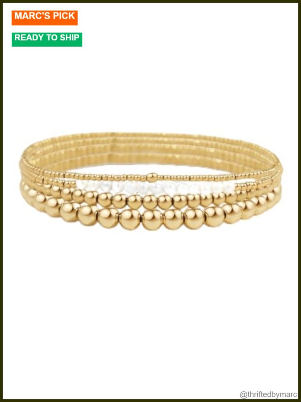 Freshwater Pearl & 18K Gold Plated Stacking Bracelet Set Stretch
